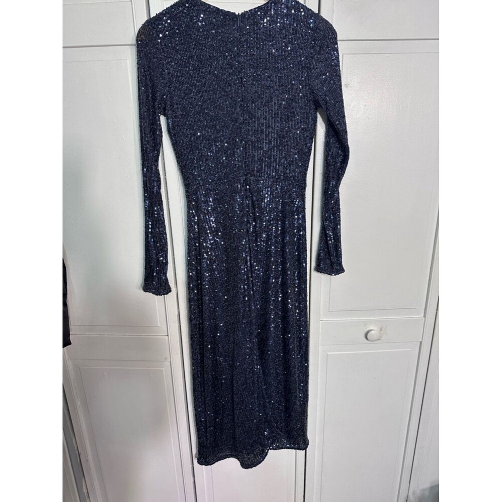 Ann Taylor Navy Sequin Long Sleeve Midi Dress
